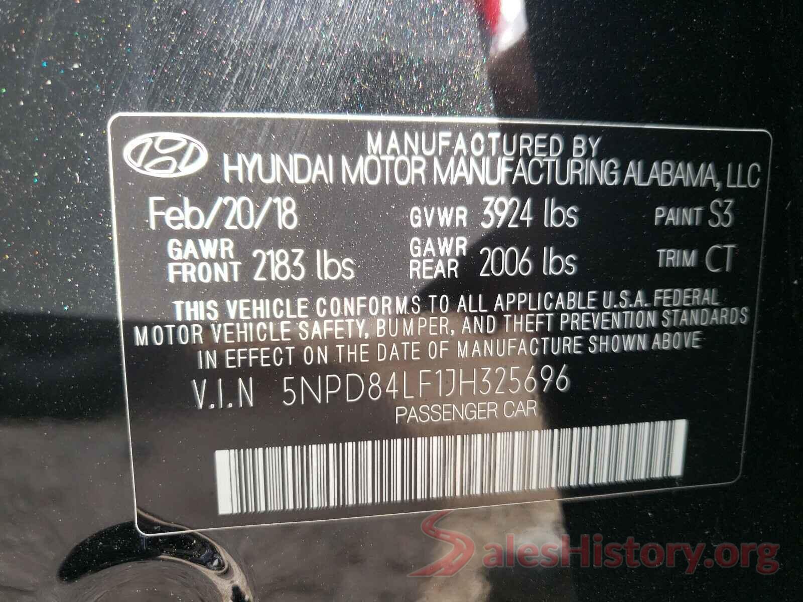 5NPD84LF1JH325696 2018 HYUNDAI ELANTRA