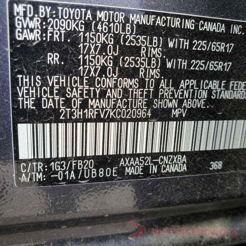 2T3H1RFV7KC020964 2019 TOYOTA RAV4