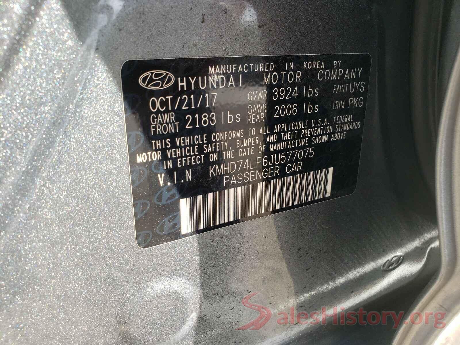 KMHD74LF6JU577075 2018 HYUNDAI ELANTRA