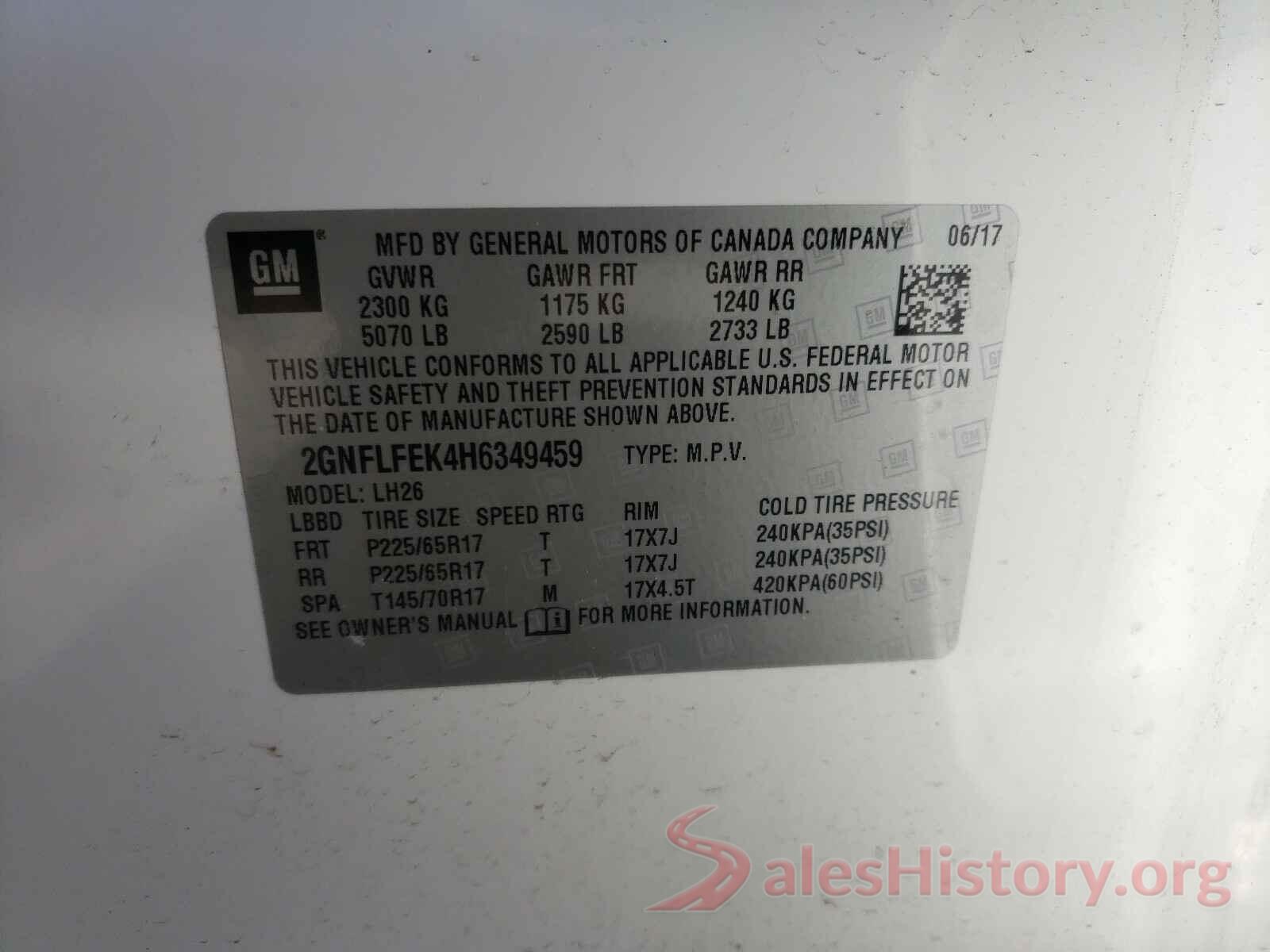 2GNFLFEK4H6349459 2017 CHEVROLET EQUINOX