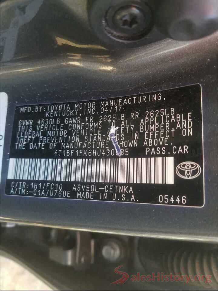 4T1BF1FK6HU430685 2017 TOYOTA CAMRY