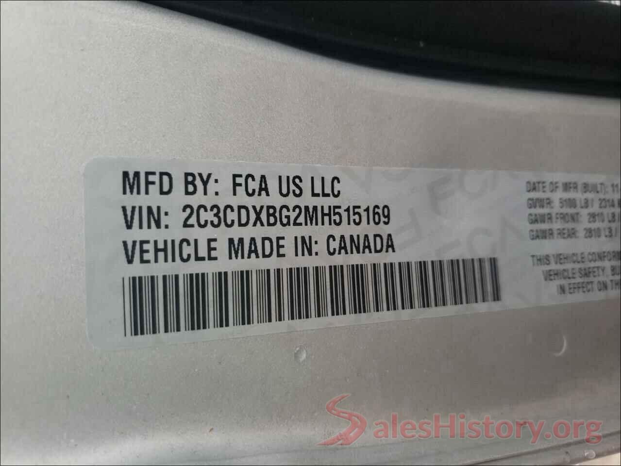 2C3CDXBG2MH515169 2021 DODGE CHARGER