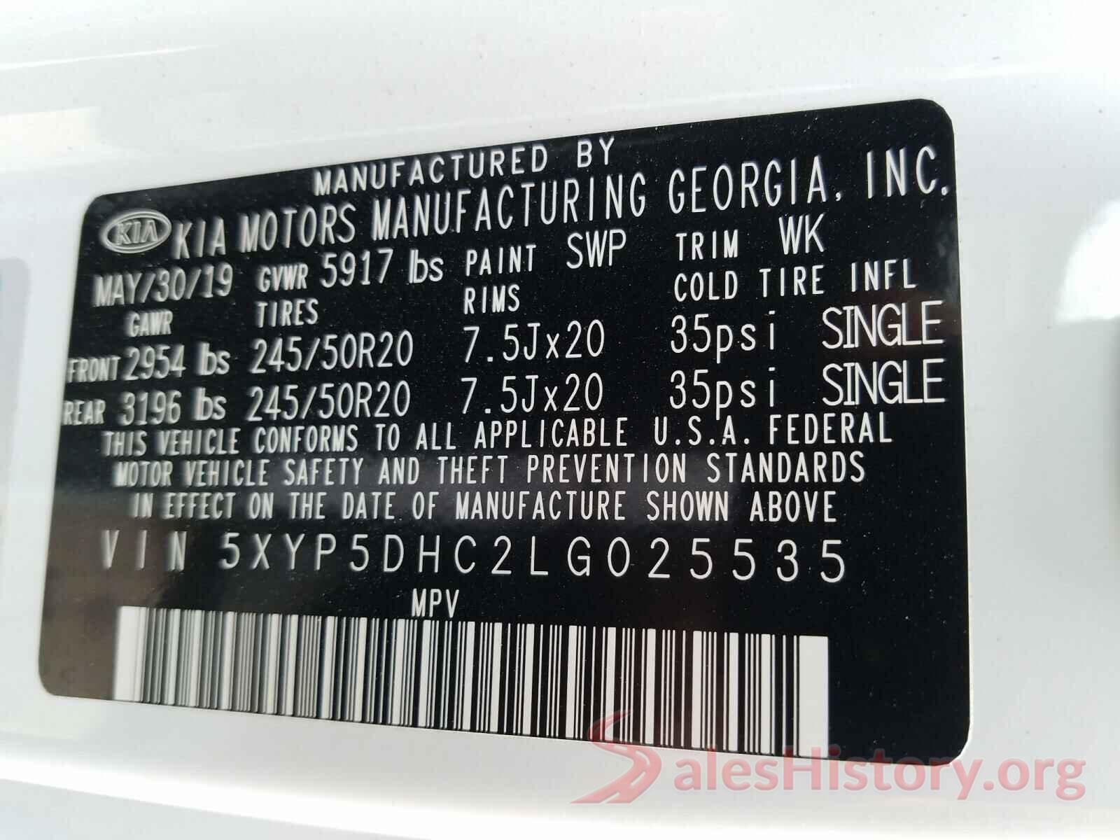 5XYP5DHC2LG025535 2020 KIA TELLURIDE