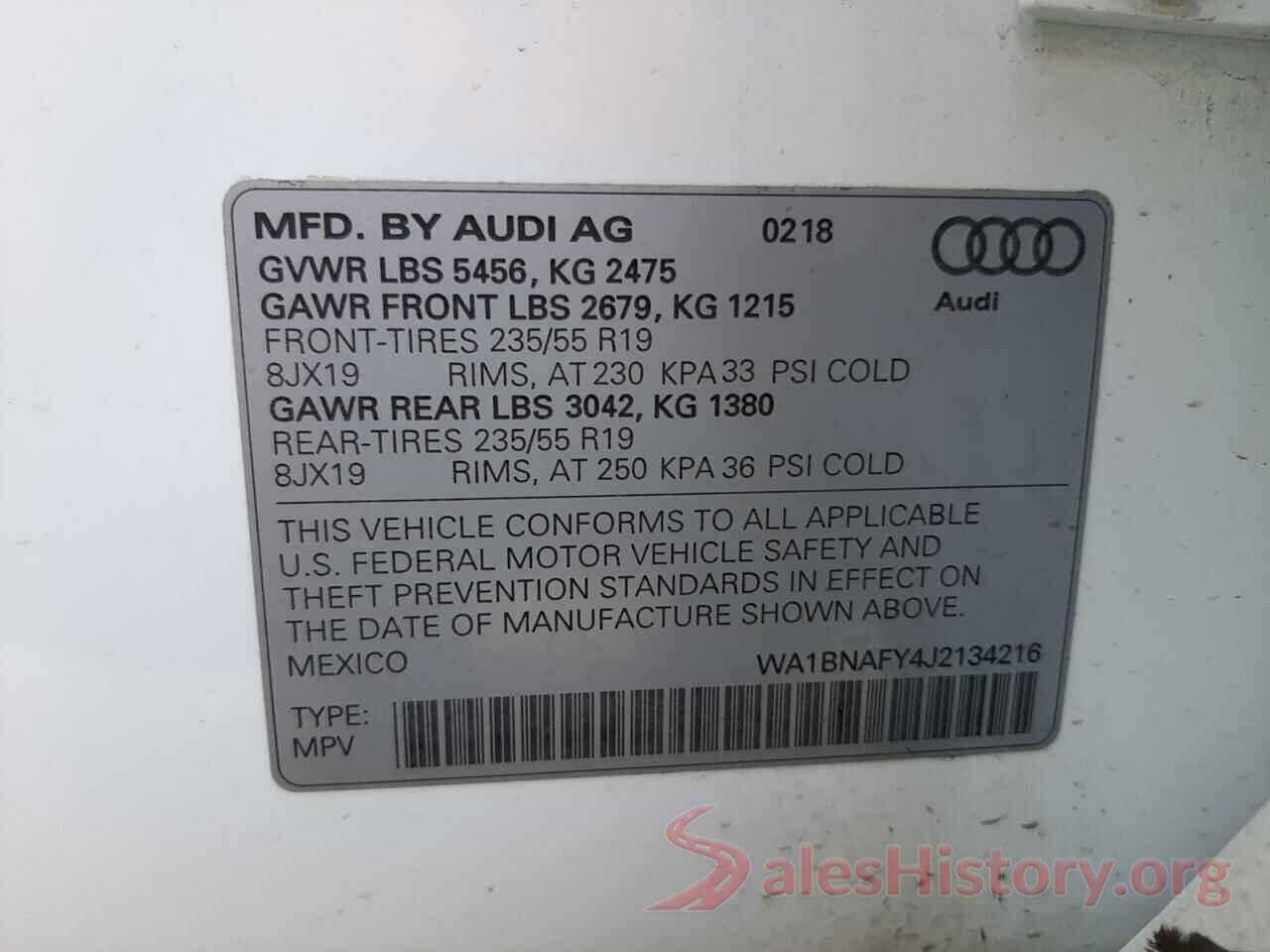 WA1BNAFY4J2134216 2018 AUDI Q5