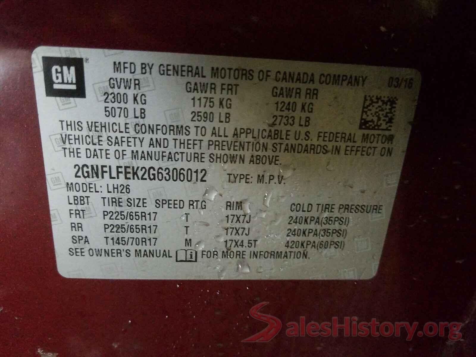 2GNFLFEK2G6306012 2016 CHEVROLET EQUINOX