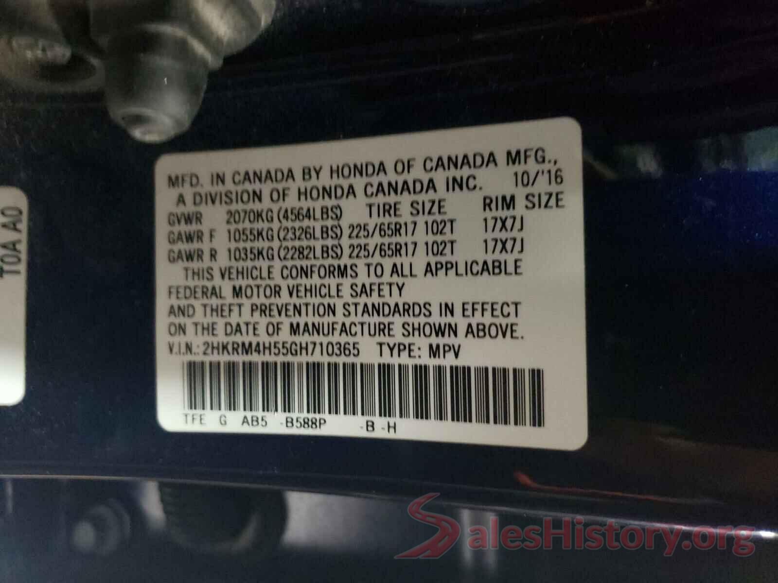 2HKRM4H55GH710365 2016 HONDA CRV