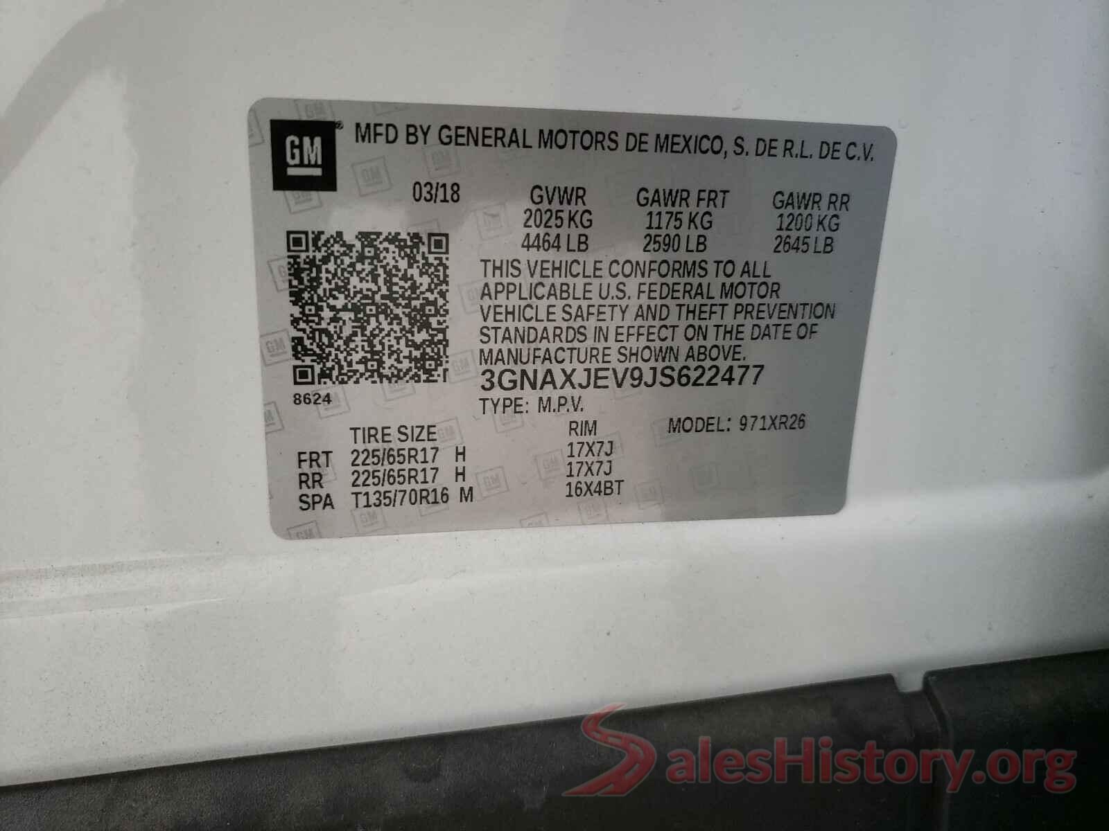 3GNAXJEV9JS622477 2018 CHEVROLET EQUINOX