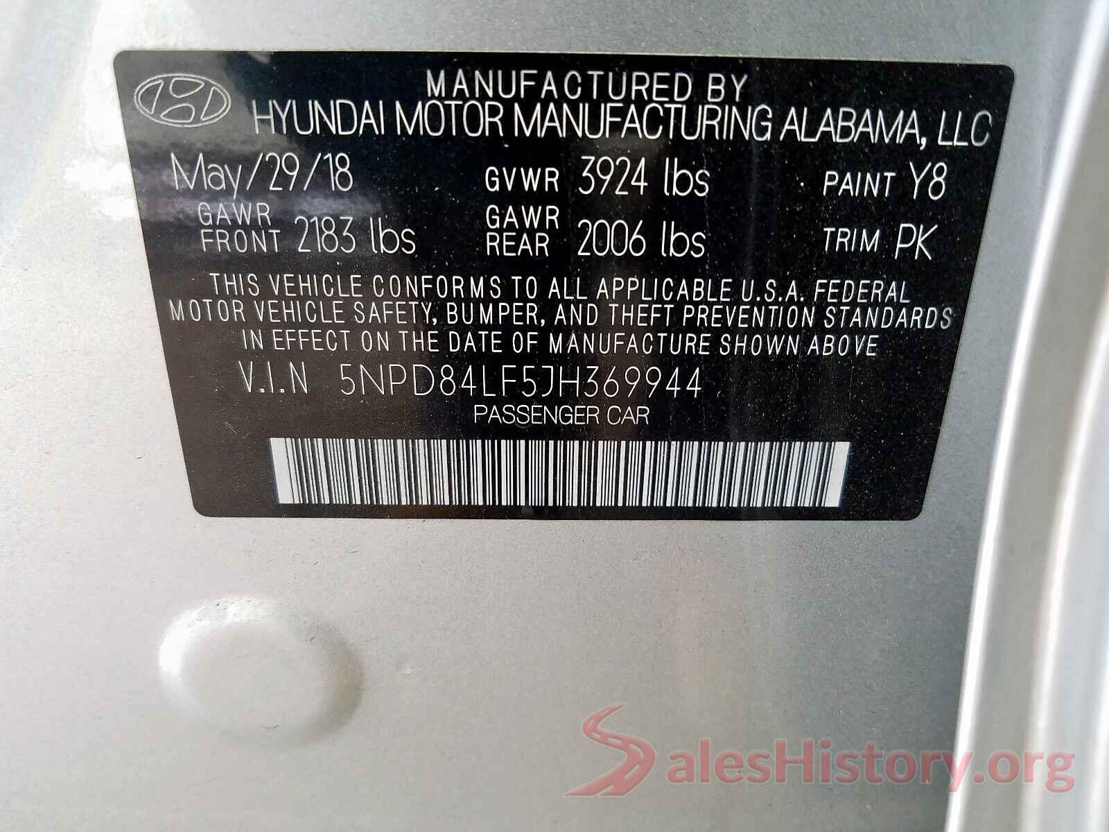 5NPD84LF5JH369944 2018 HYUNDAI ELANTRA