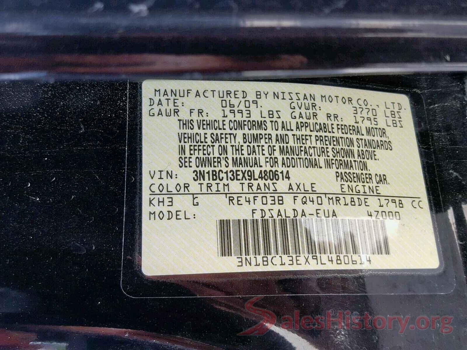 3N1BC13EX9L480614 2009 NISSAN VERSA