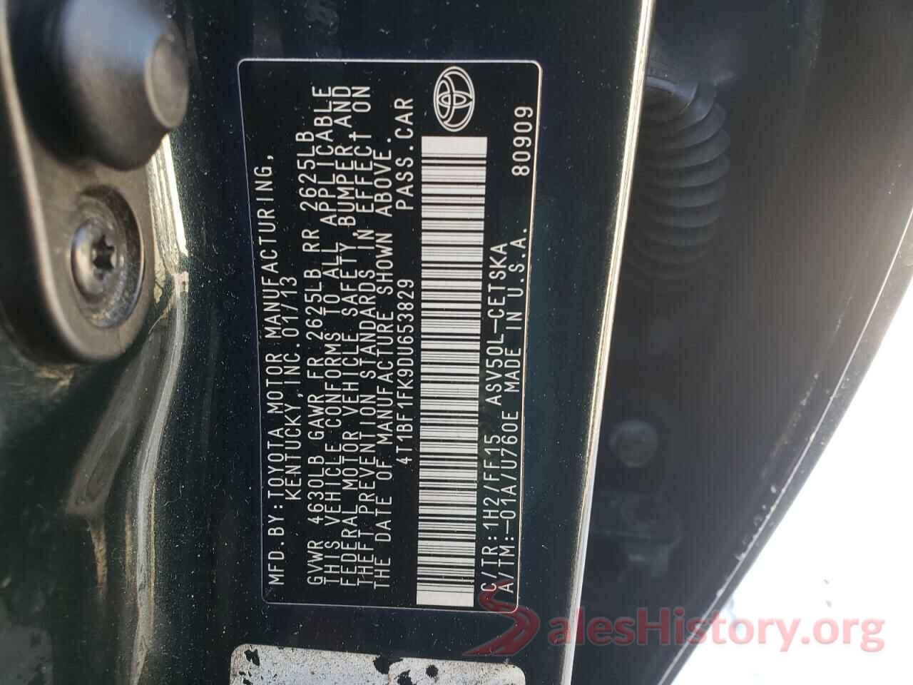 4T1BF1FK9DU653829 2013 TOYOTA CAMRY