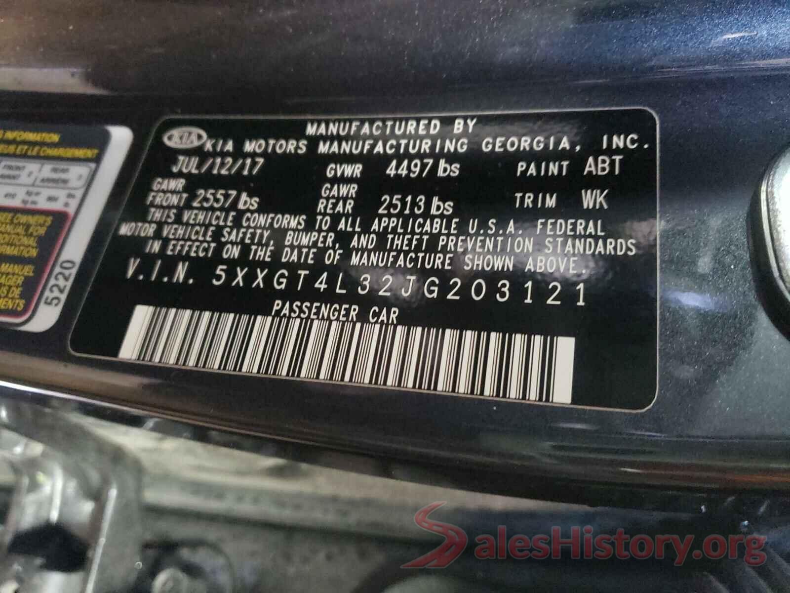 5XXGT4L32JG203121 2018 KIA OPTIMA