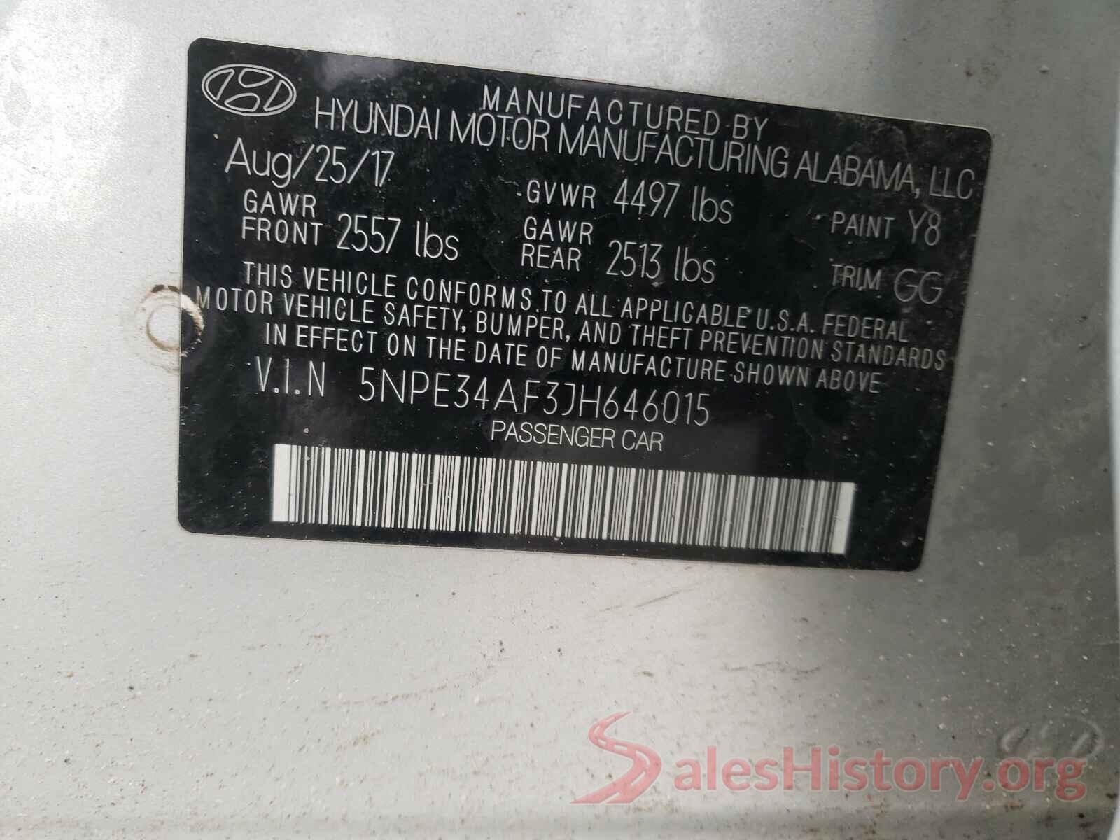 5NPE34AF3JH646015 2018 HYUNDAI SONATA