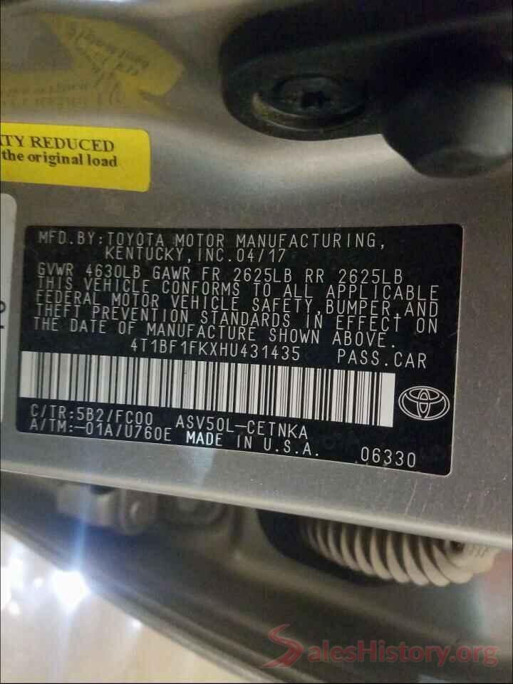 4T1BF1FKXHU431435 2017 TOYOTA CAMRY