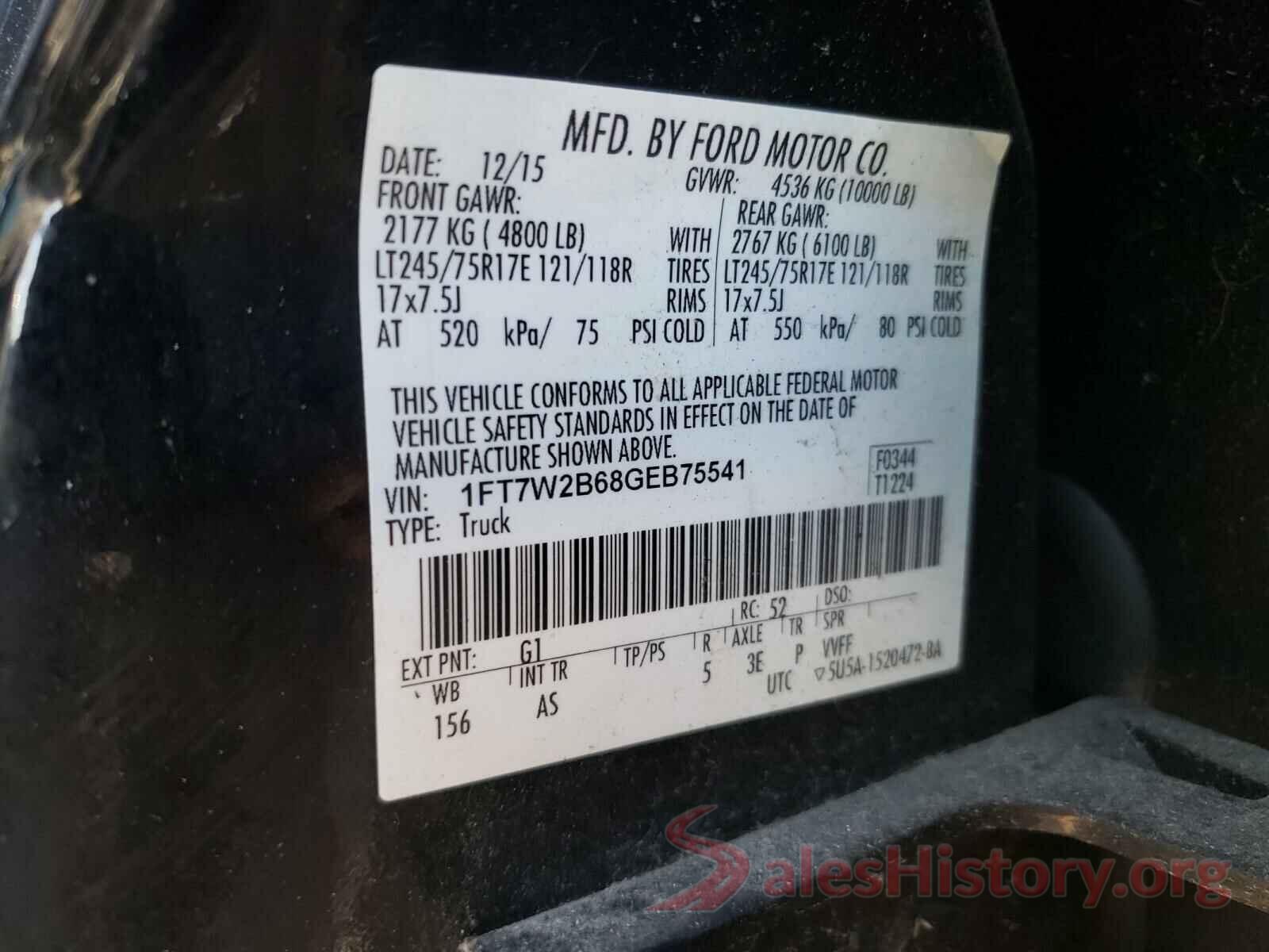 1FT7W2B68GEB75541 2016 FORD F250