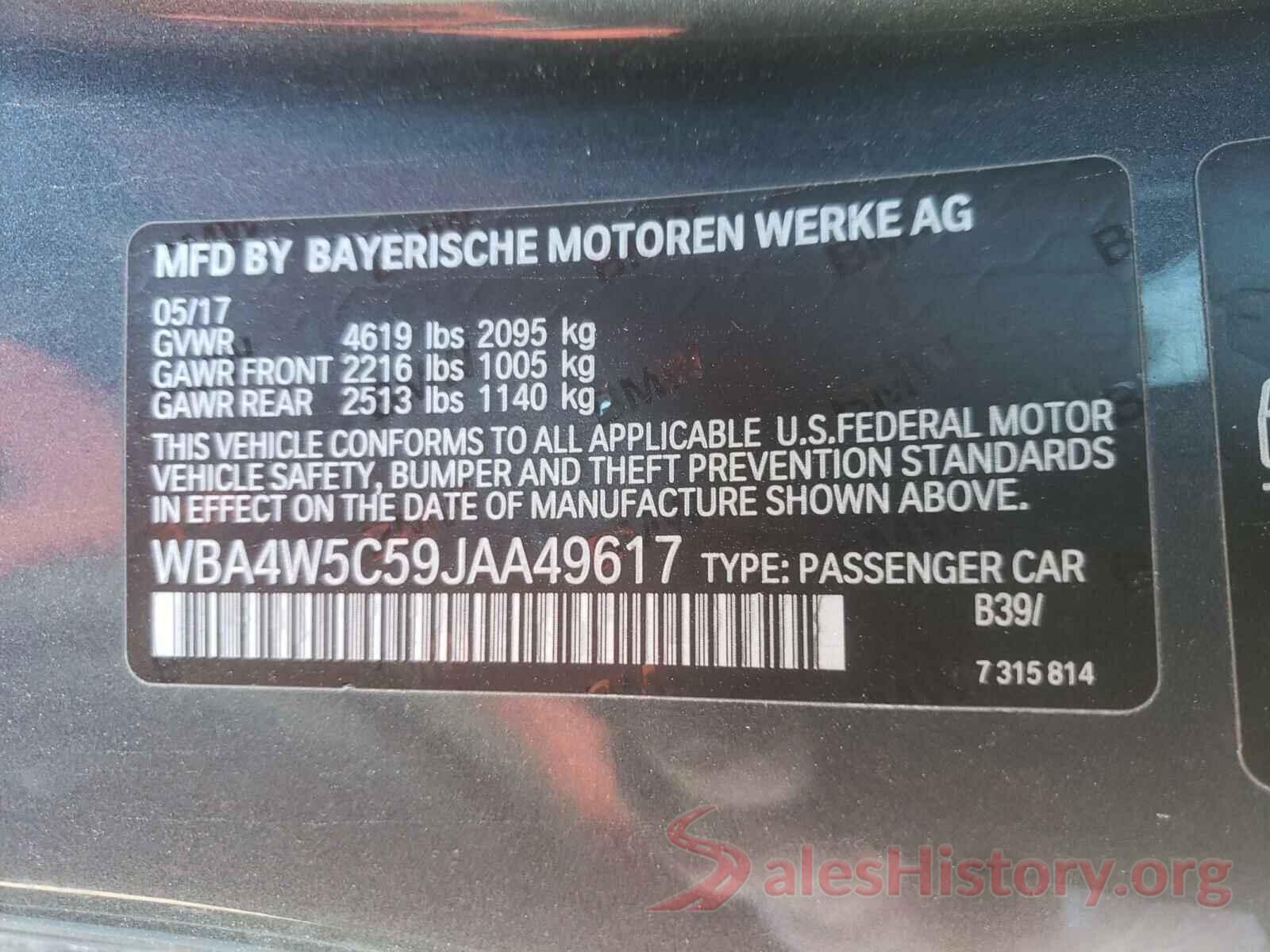 WBA4W5C59JAA49617 2018 BMW 4 SERIES