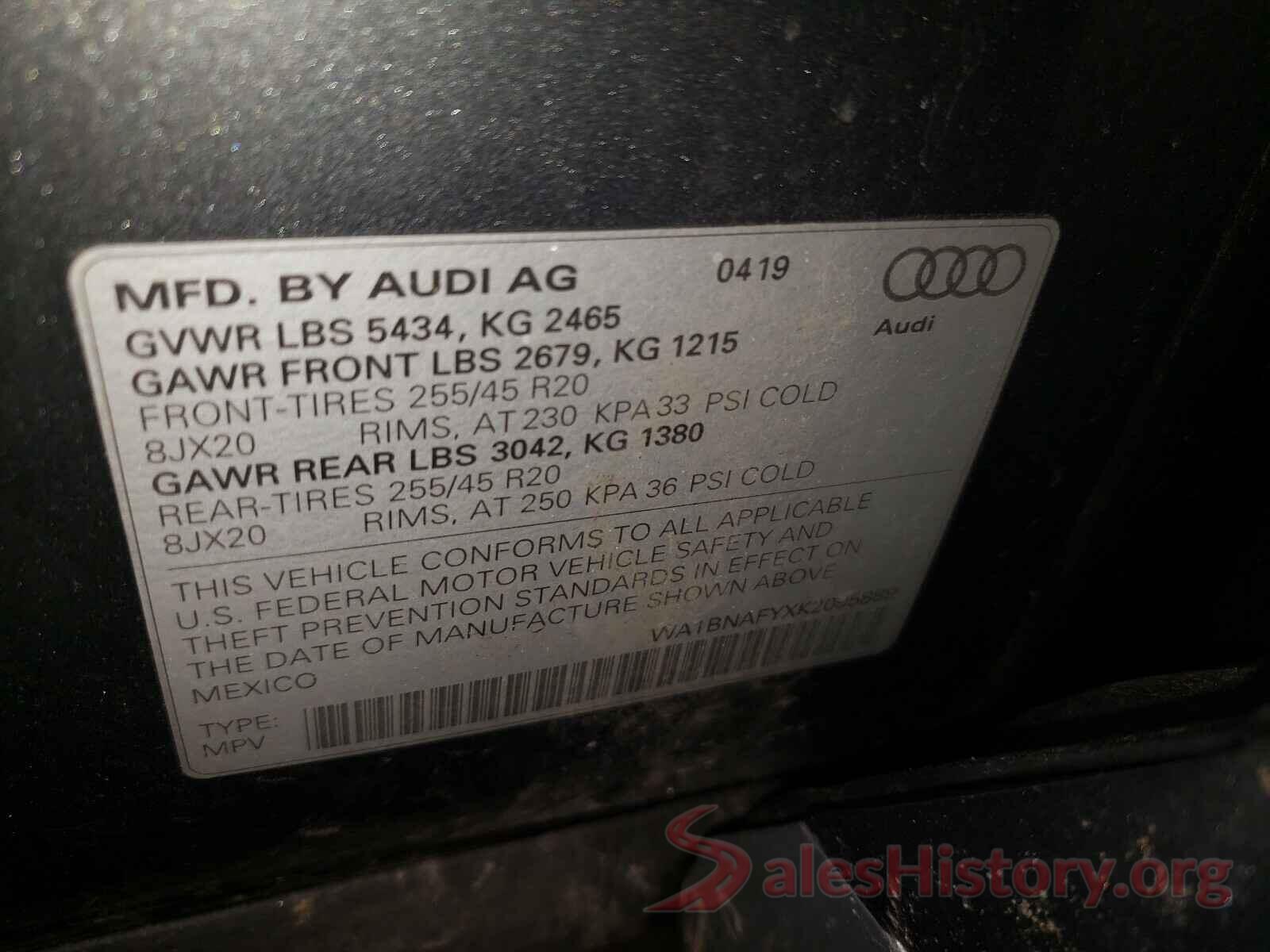 WA1BNAFYXK2095889 2019 AUDI Q5