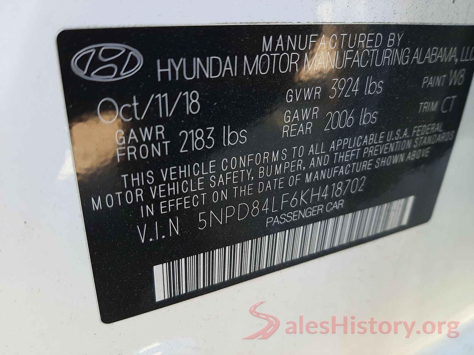 5NPD84LF6KH418702 2019 HYUNDAI ELANTRA