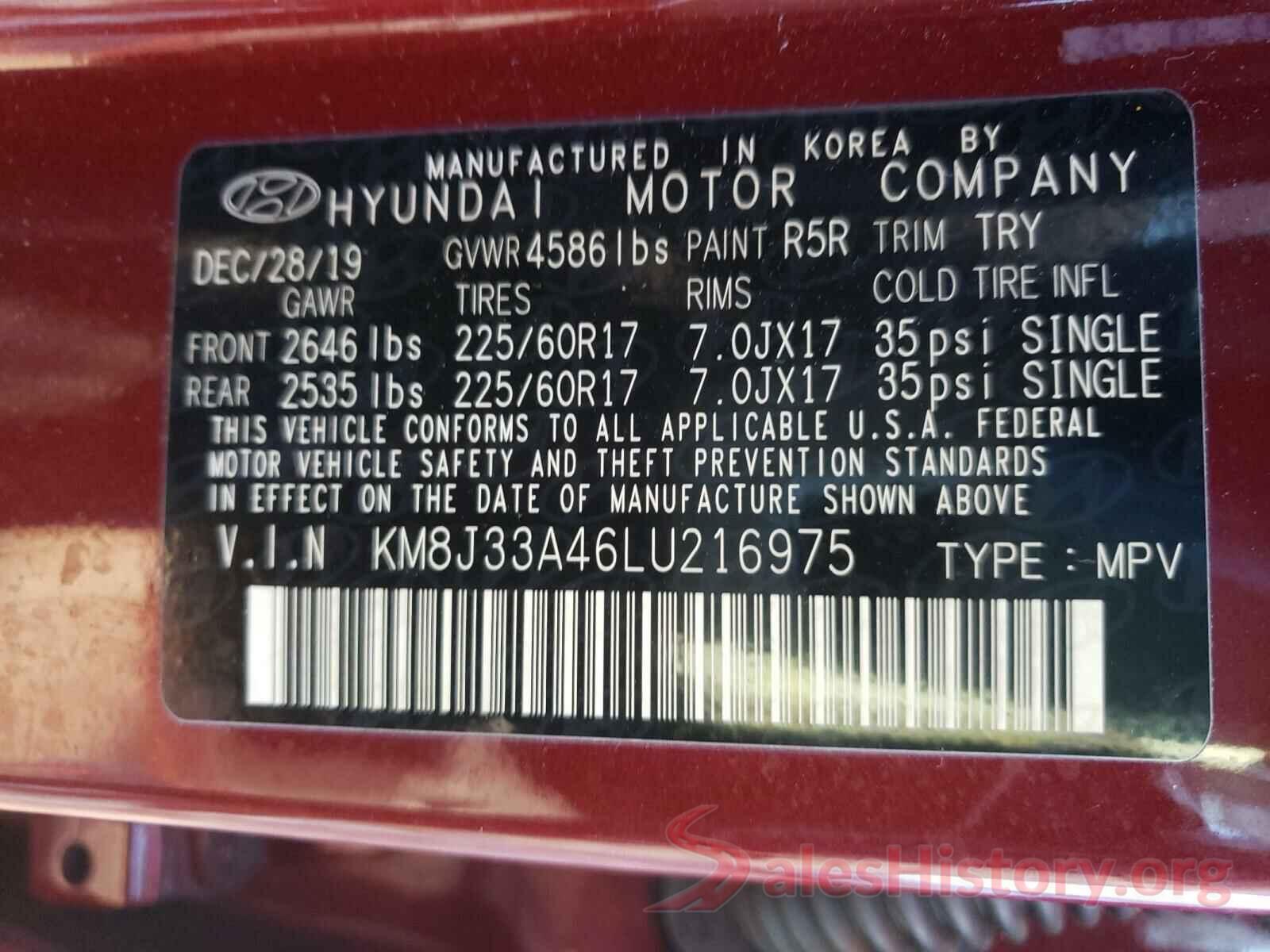 KM8J33A46LU216975 2020 HYUNDAI TUCSON