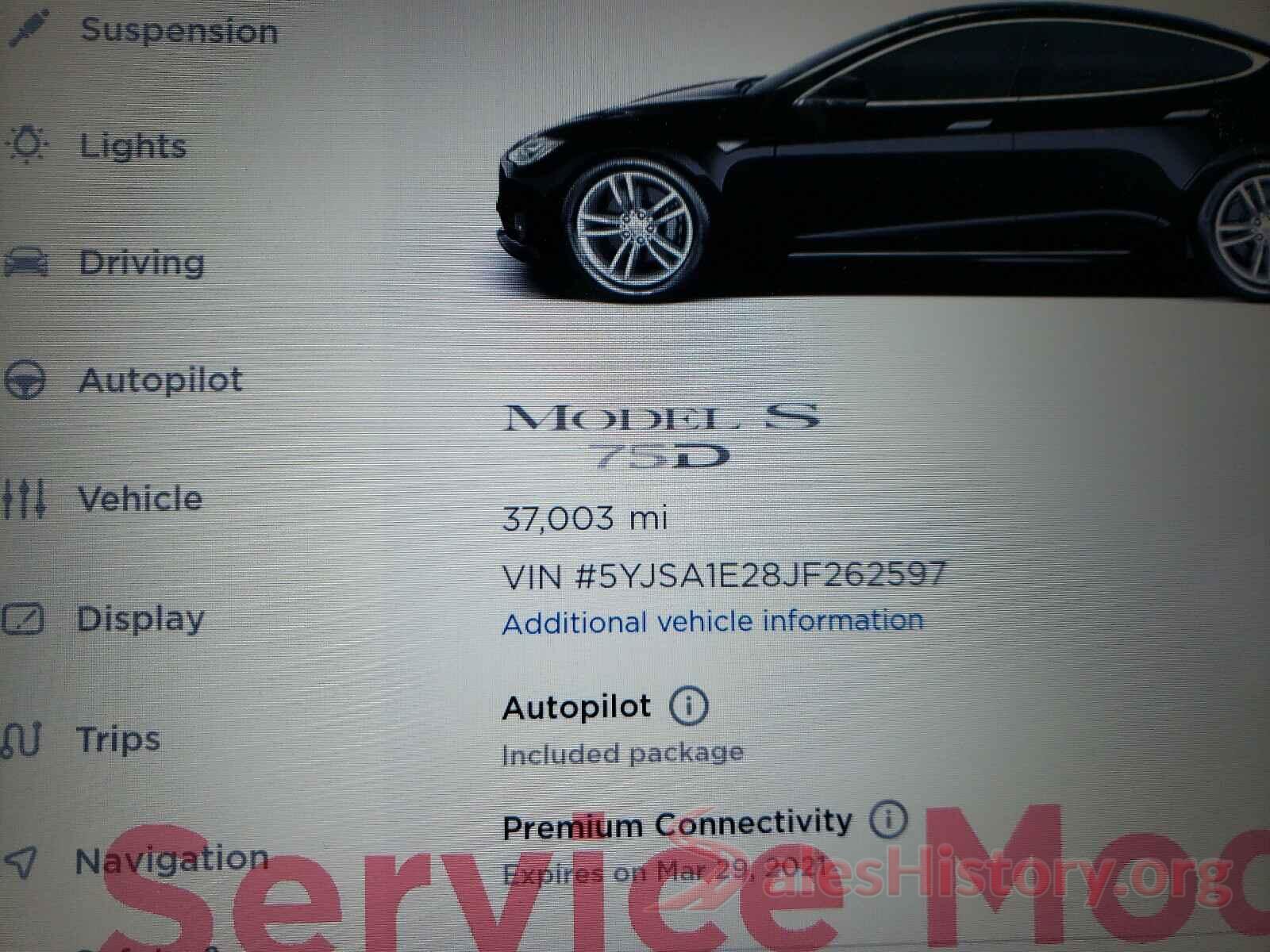 5YJSA1E28JF262597 2018 TESLA MODEL S