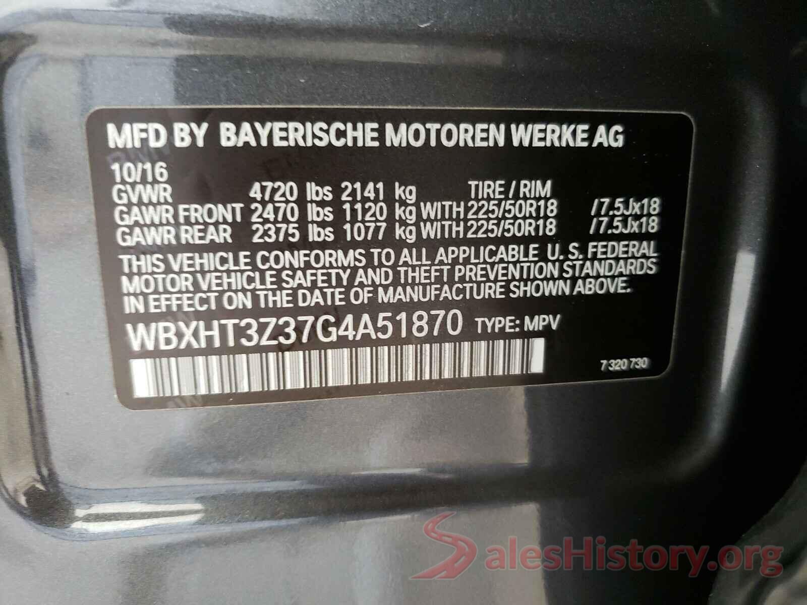 WBXHT3Z37G4A51870 2016 BMW X1