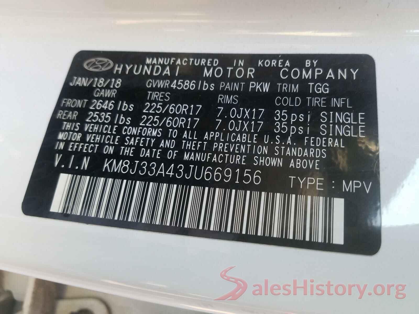 KM8J33A43JU669156 2018 HYUNDAI TUCSON