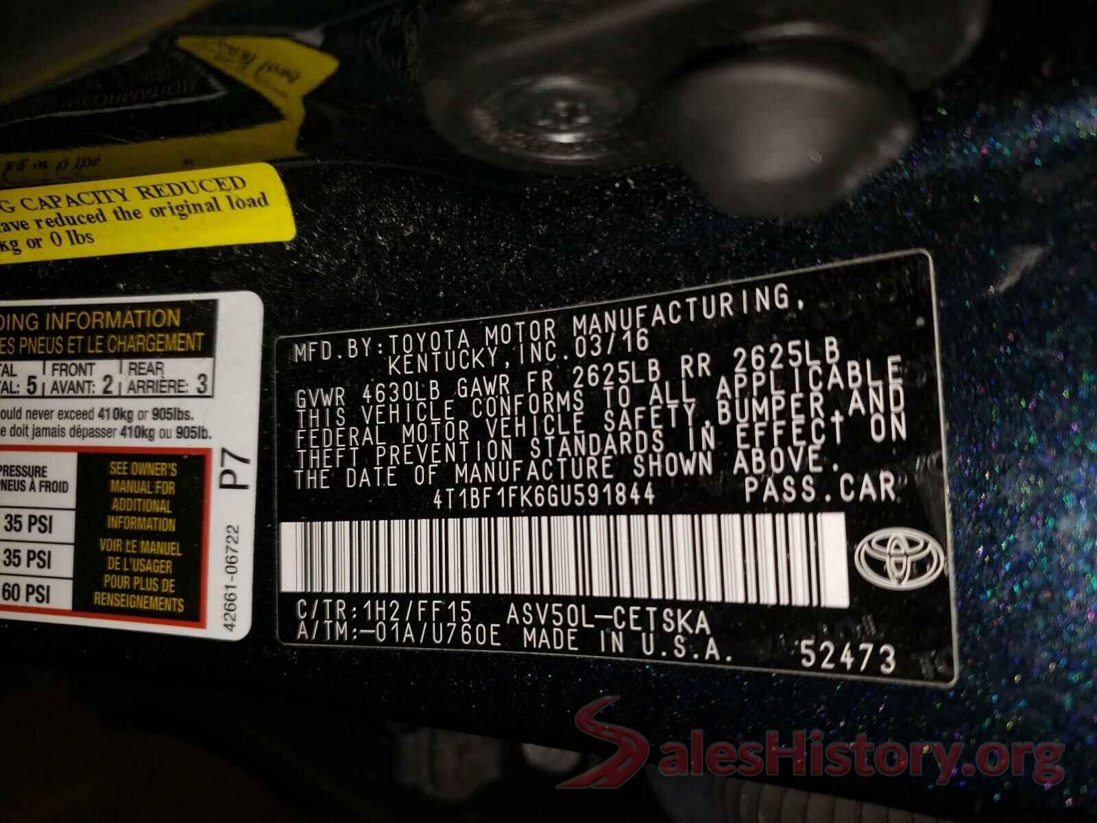 4T1BF1FK6GU591844 2016 TOYOTA CAMRY