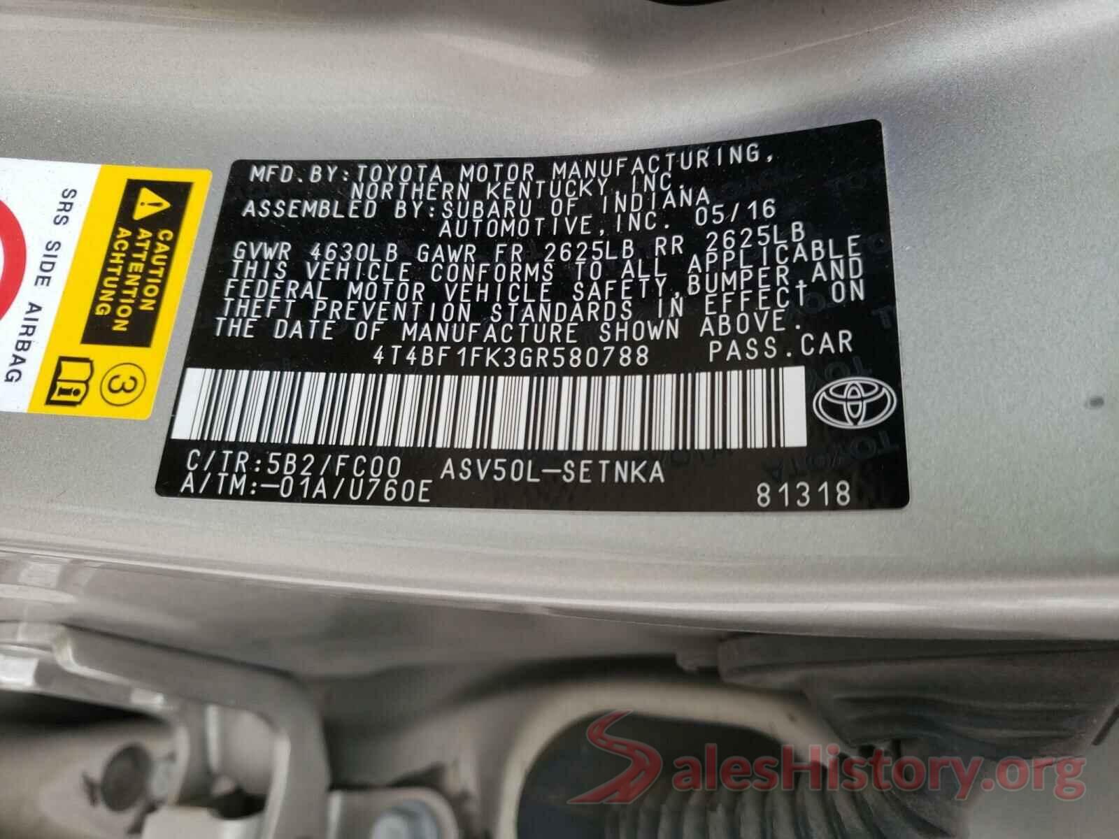 4T4BF1FK3GR580788 2016 TOYOTA CAMRY