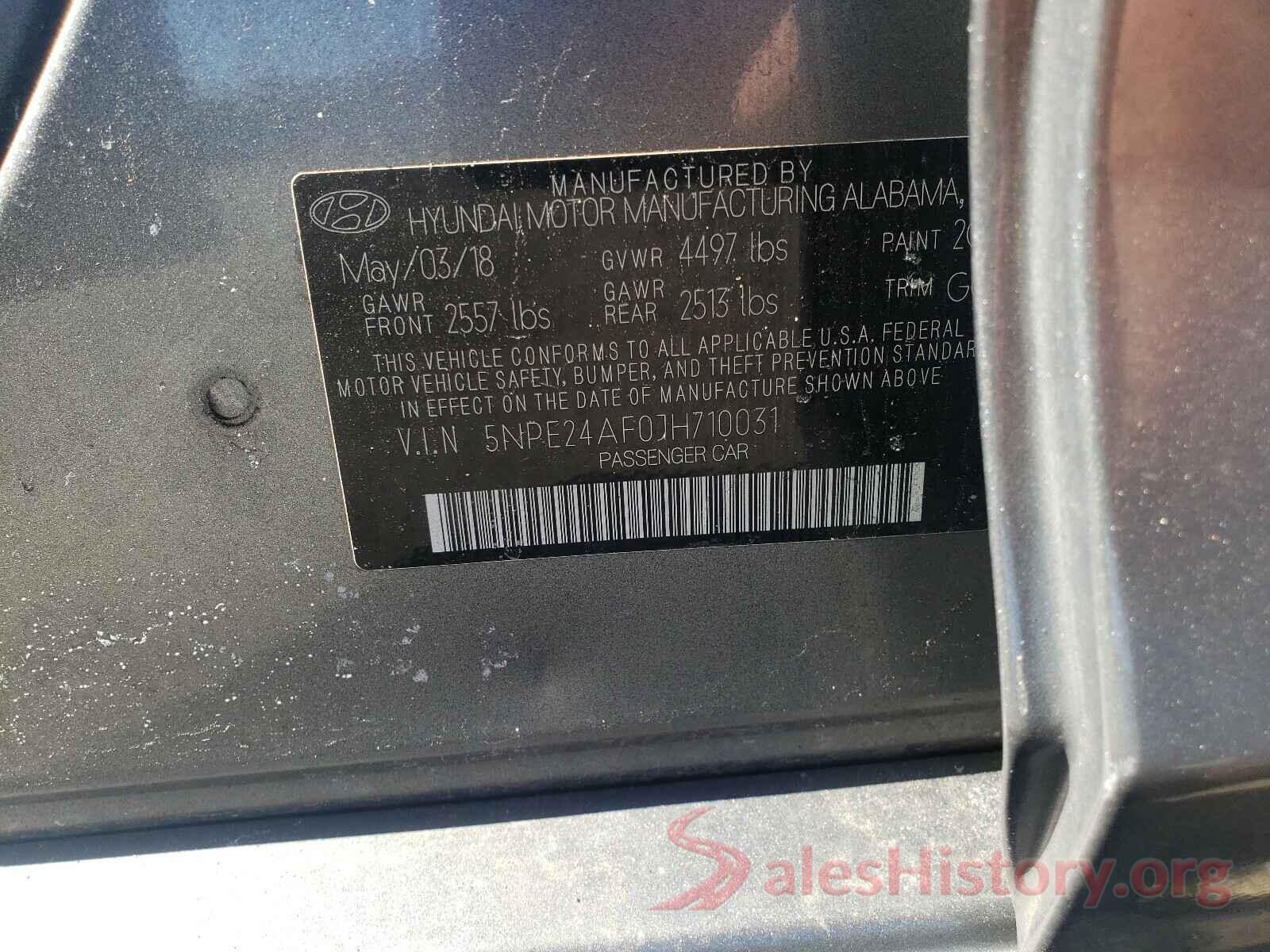 5NPE24AF0JH710031 2018 HYUNDAI SONATA