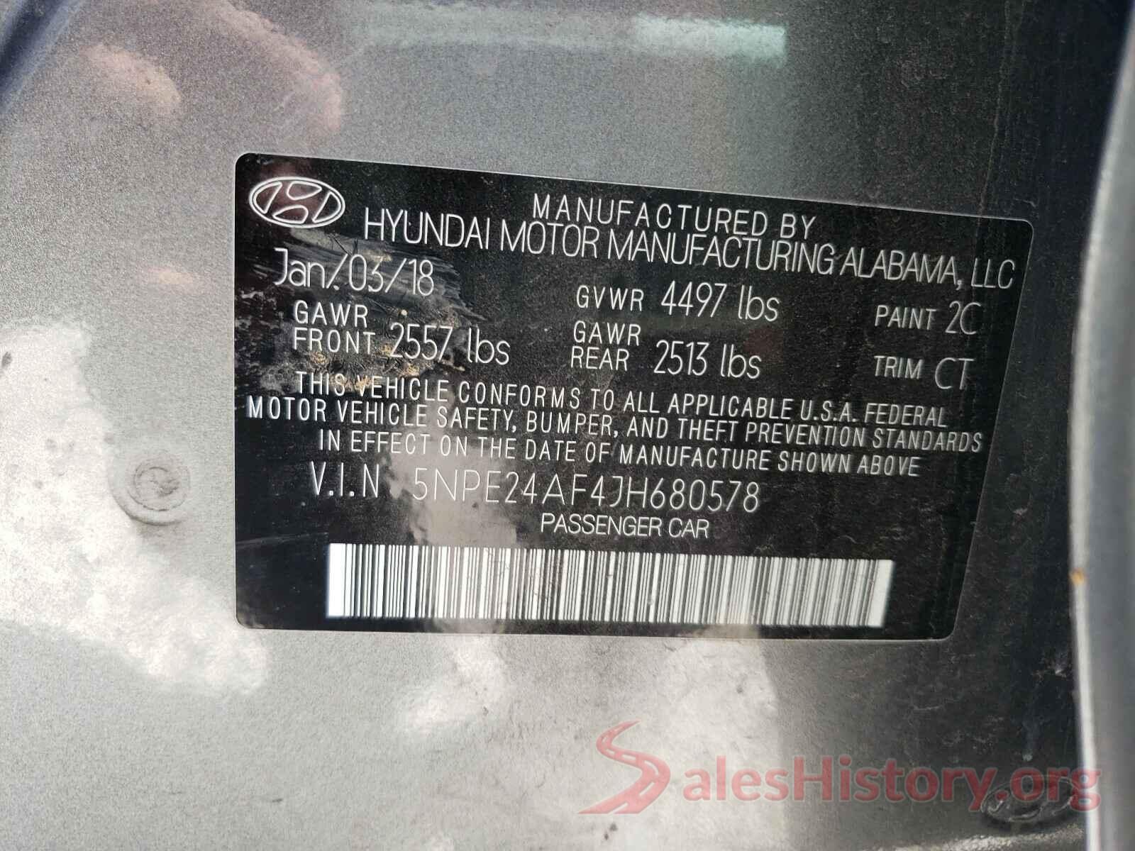 5NPE24AF4JH680578 2018 HYUNDAI SONATA