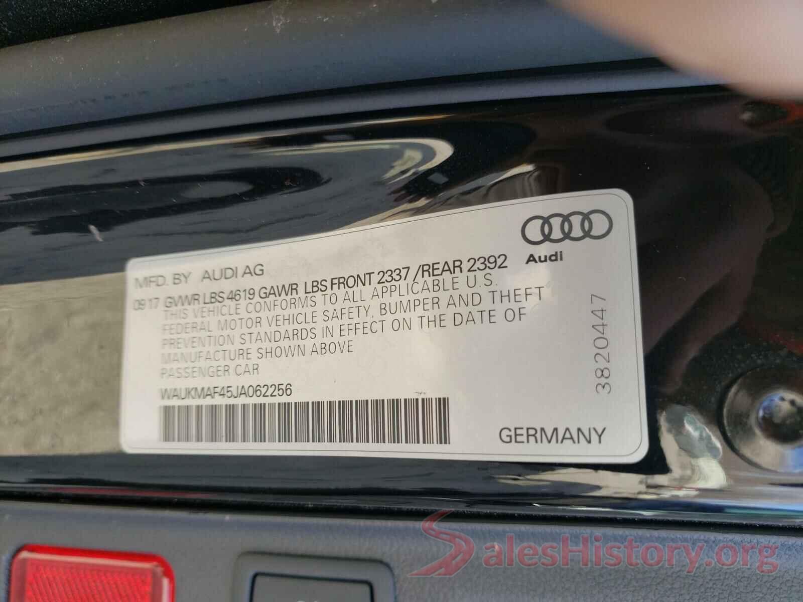 WAUKMAF45JA062256 2018 AUDI A4