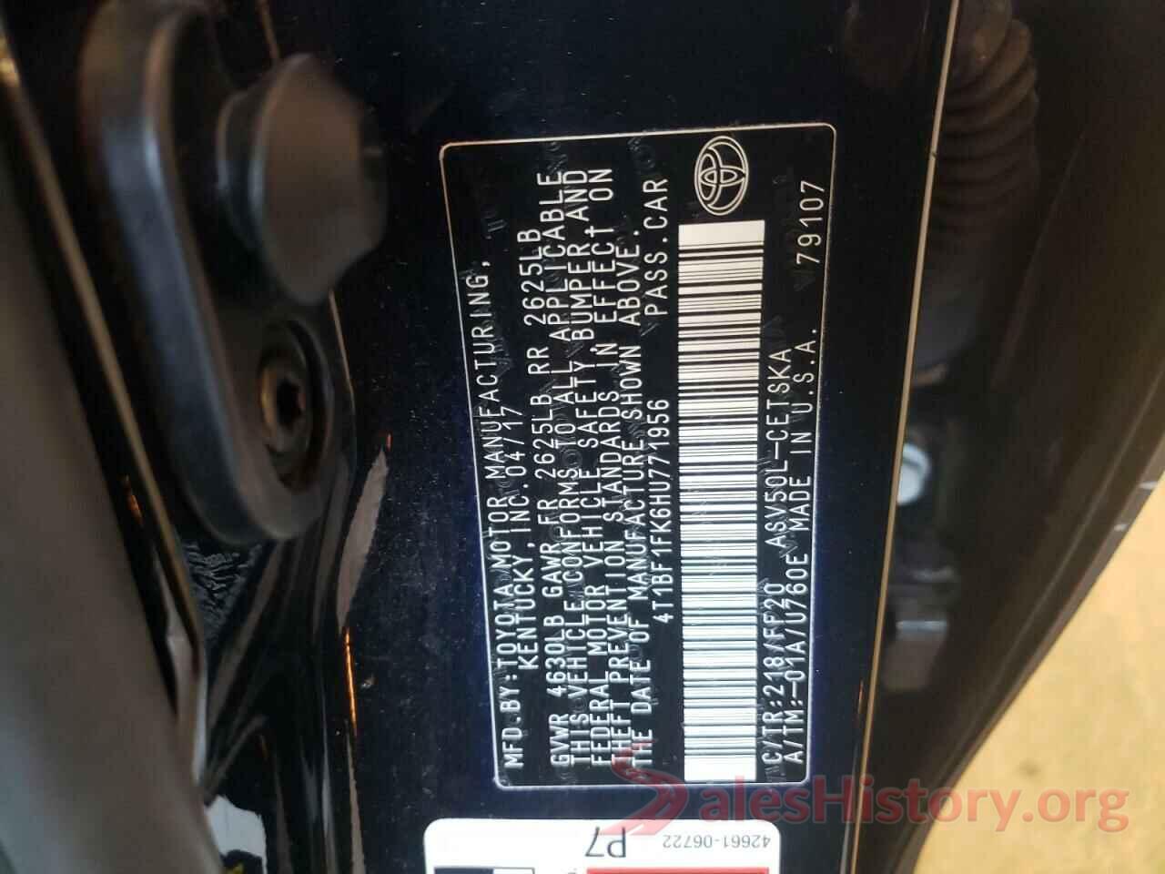 4T1BF1FK6HU771956 2017 TOYOTA CAMRY