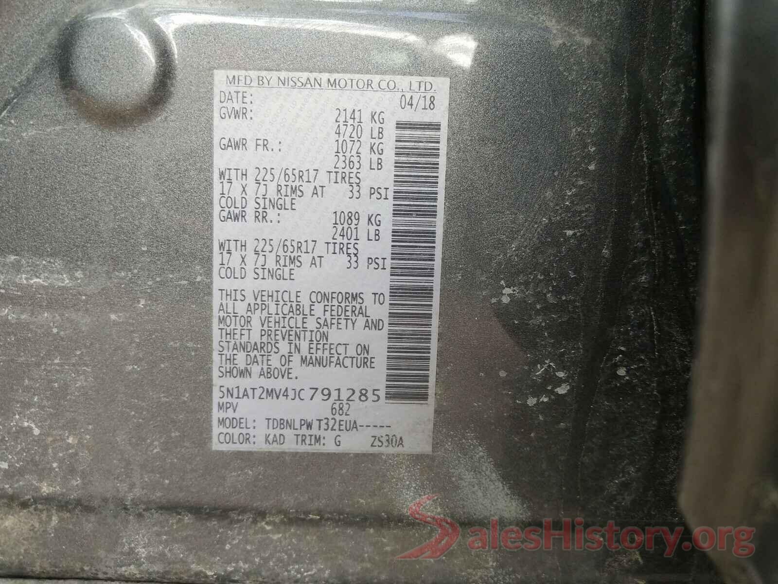 5N1AT2MV4JC791285 2018 NISSAN ROGUE