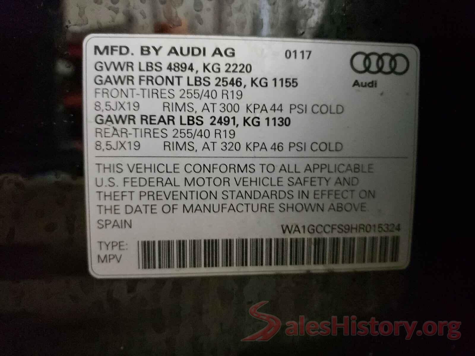 WA1GCCFS9HR015324 2017 AUDI Q3