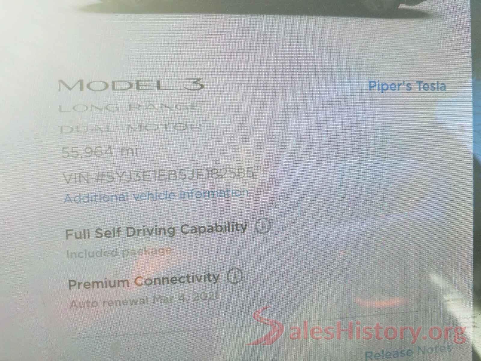 5YJ3E1EB5JF182585 2018 TESLA MODEL 3