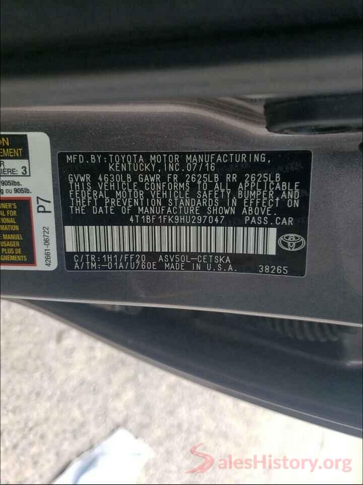 4T1BF1FK9HU297047 2017 TOYOTA CAMRY