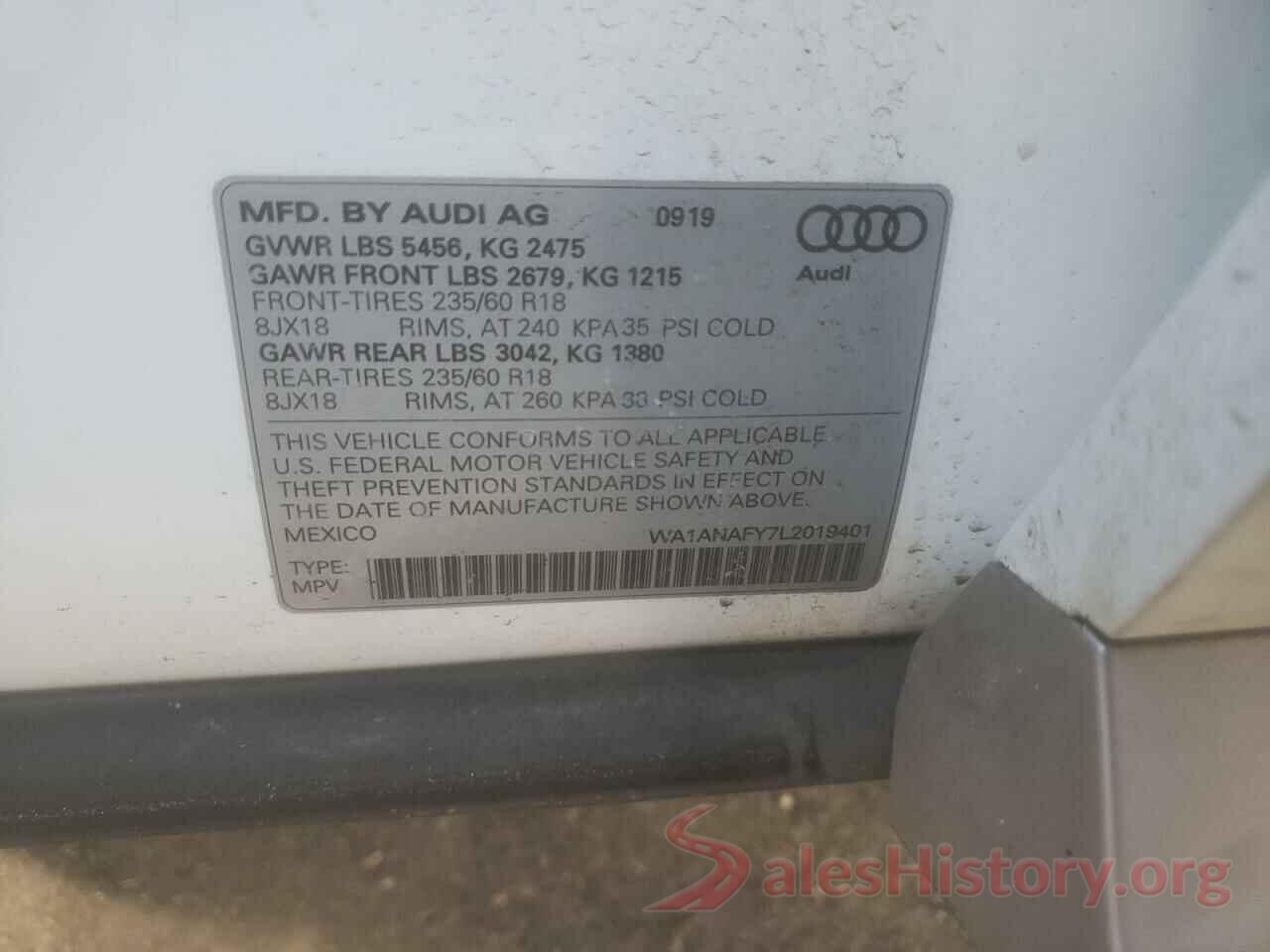 WA1ANAFY7L2019401 2020 AUDI Q5