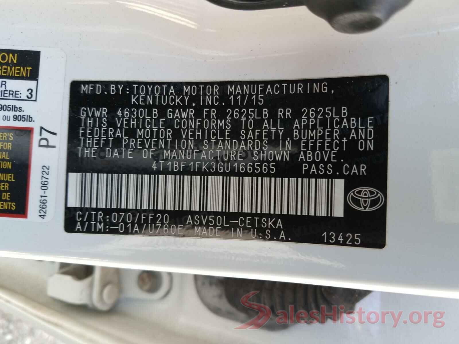 4T1BF1FK3GU166565 2016 TOYOTA CAMRY