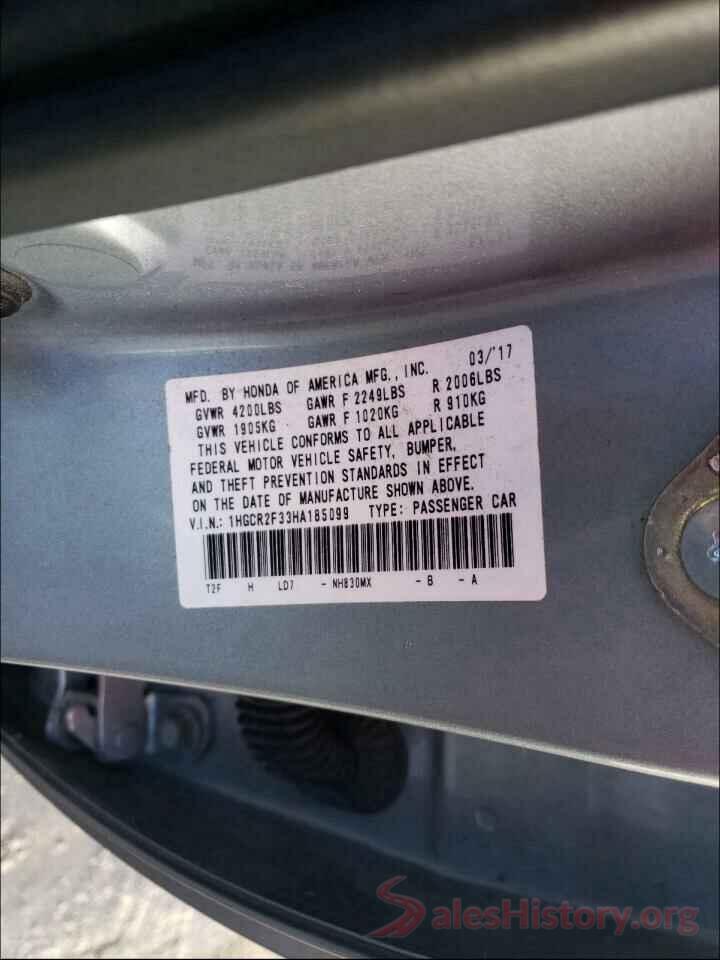 1HGCR2F33HA185099 2017 HONDA ACCORD