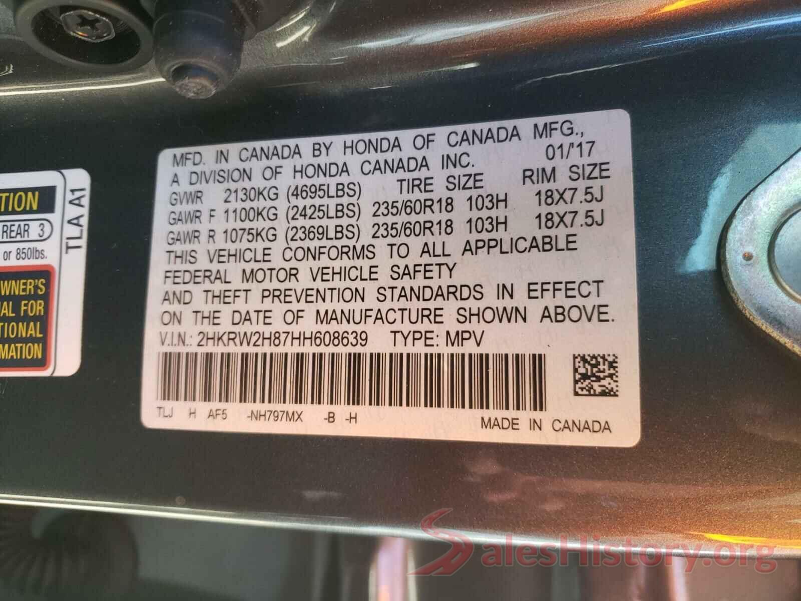 2HKRW2H87HH608639 2017 HONDA CRV