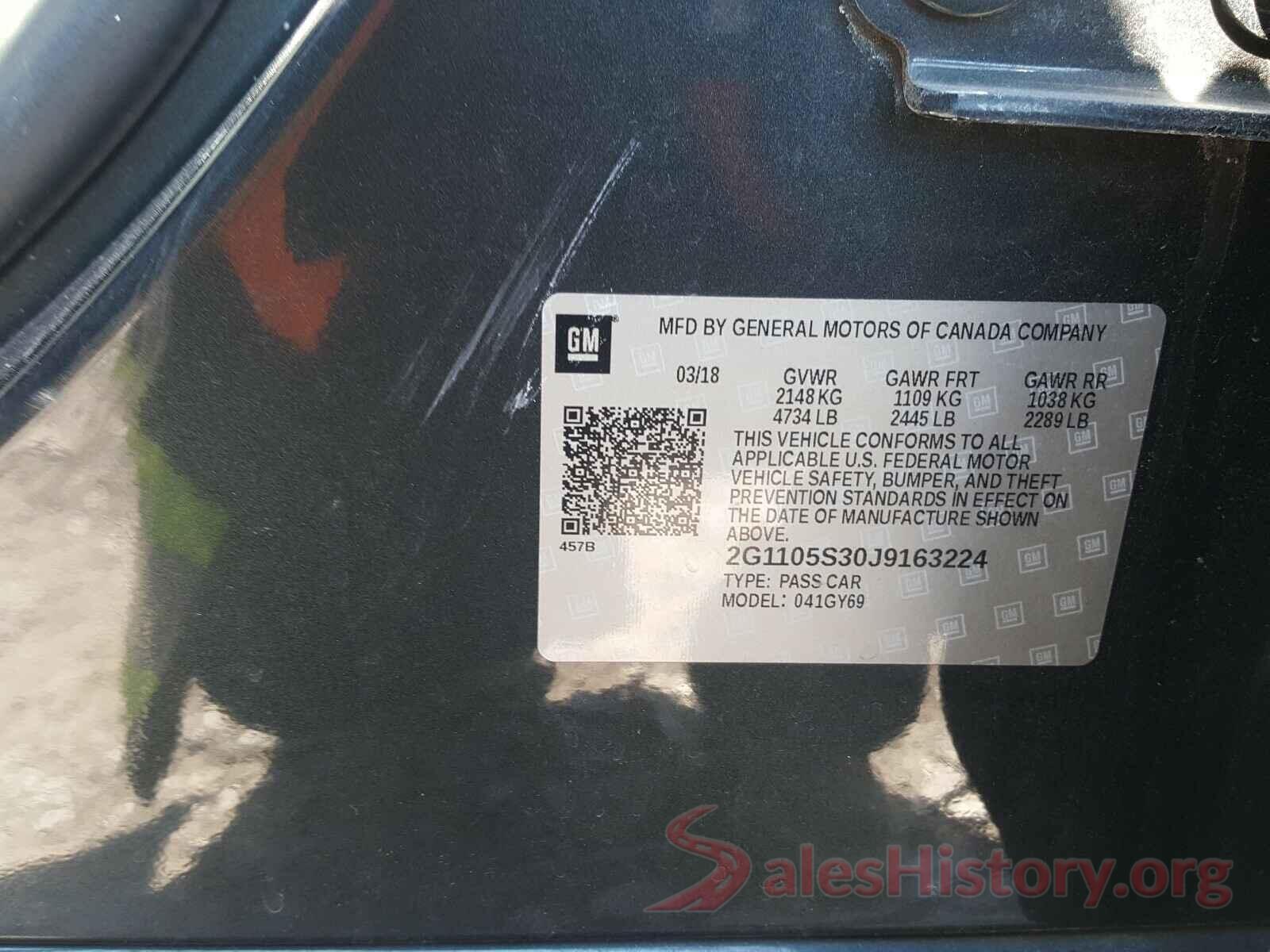 2G1105S30J9163224 2018 CHEVROLET IMPALA