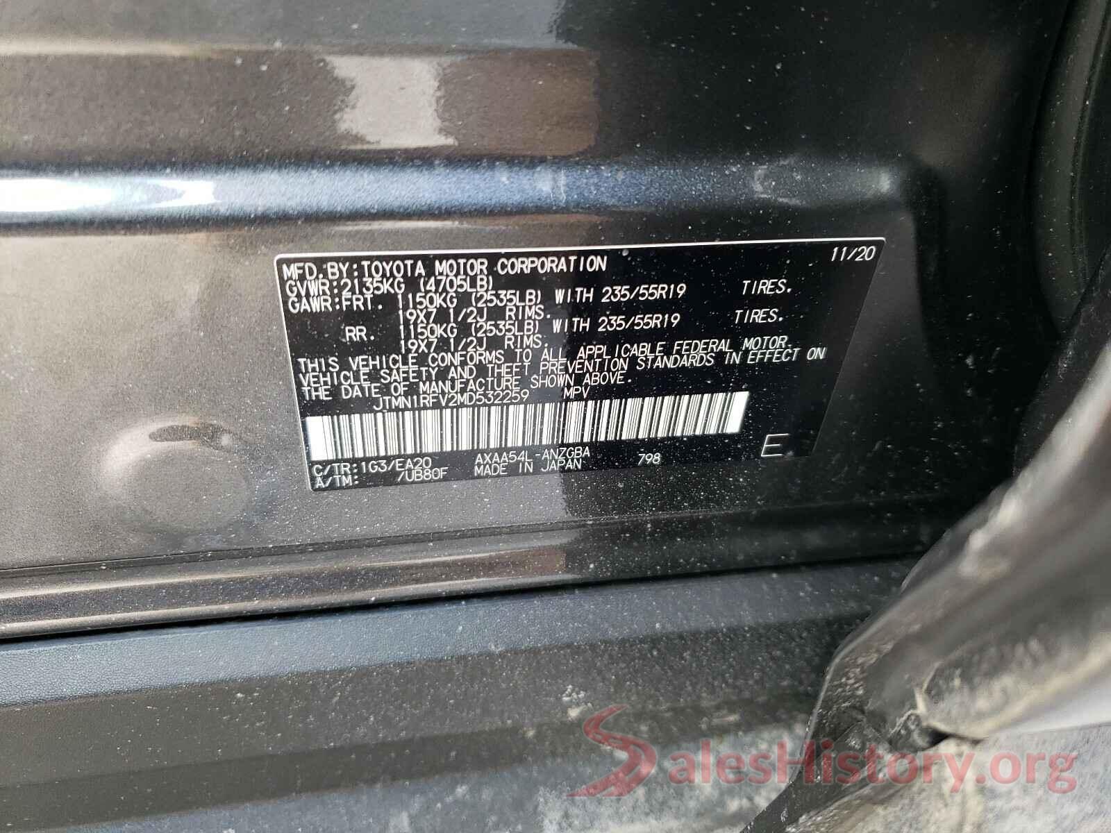 JTMN1RFV2MD532259 2021 TOYOTA RAV4