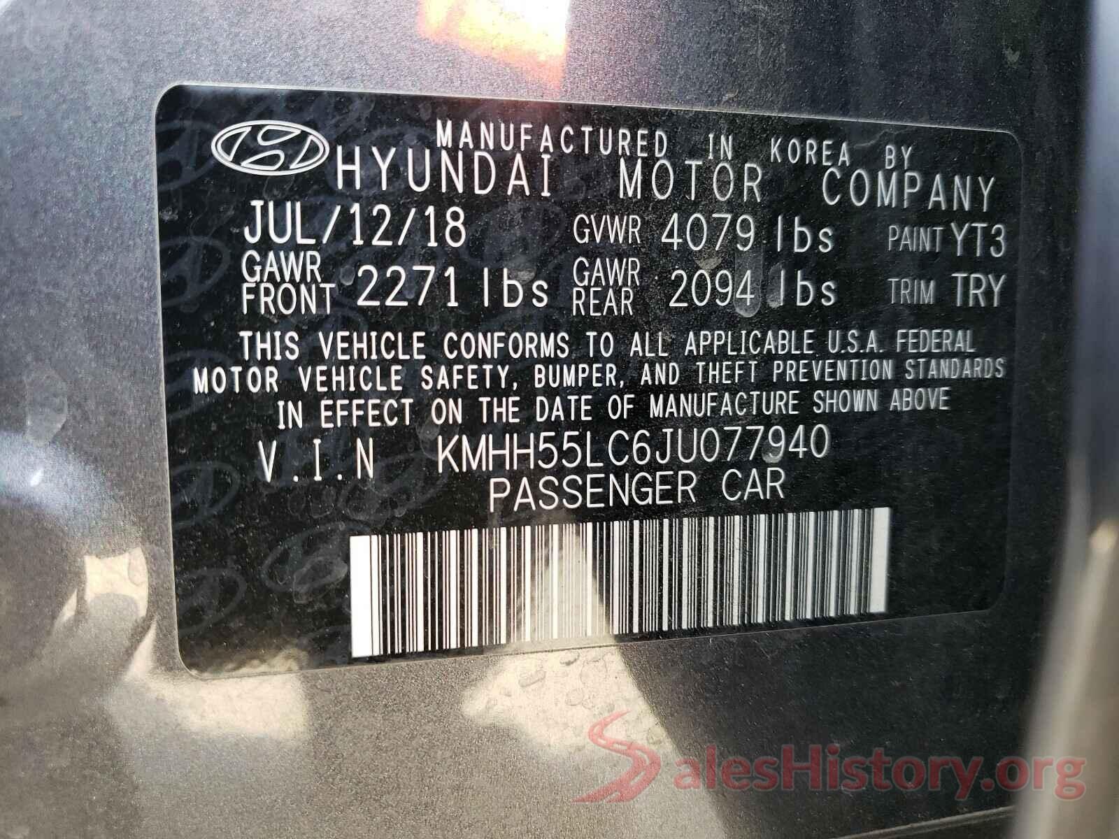 KMHH55LC6JU077940 2018 HYUNDAI ELANTRA