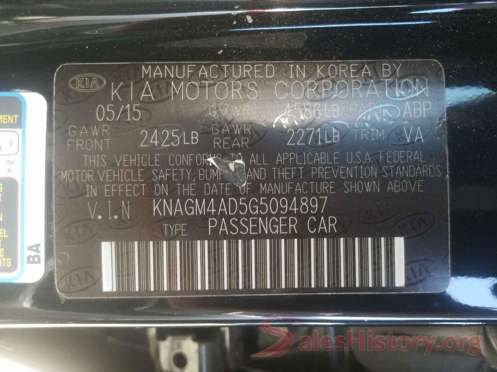 KNAGM4AD5G5094897 2016 KIA OPTIMA