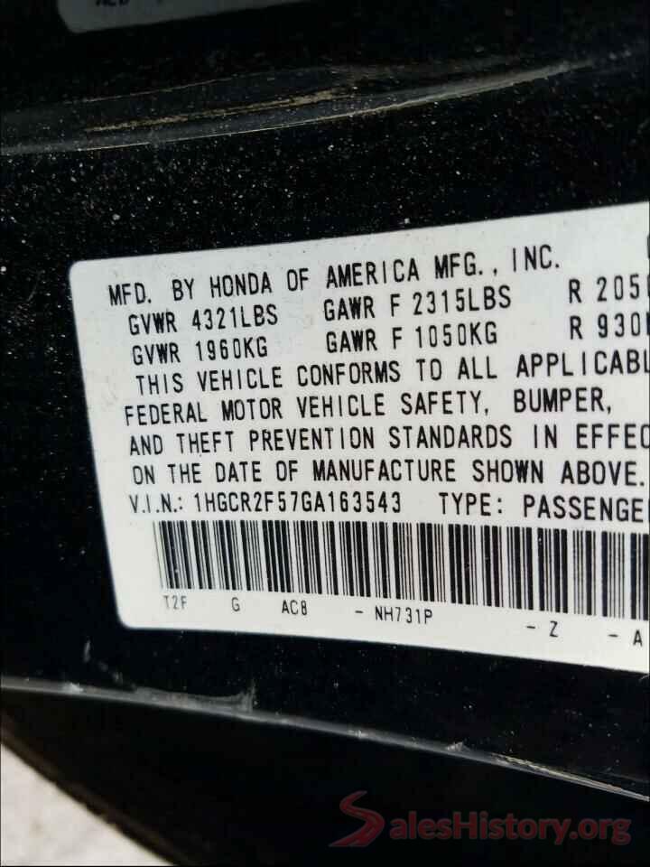 1HGCR2F57GA163543 2016 HONDA ACCORD