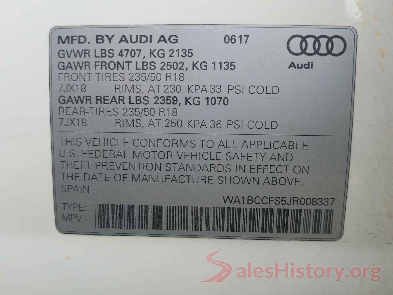 WA1BCCFS5JR008337 2018 AUDI Q3