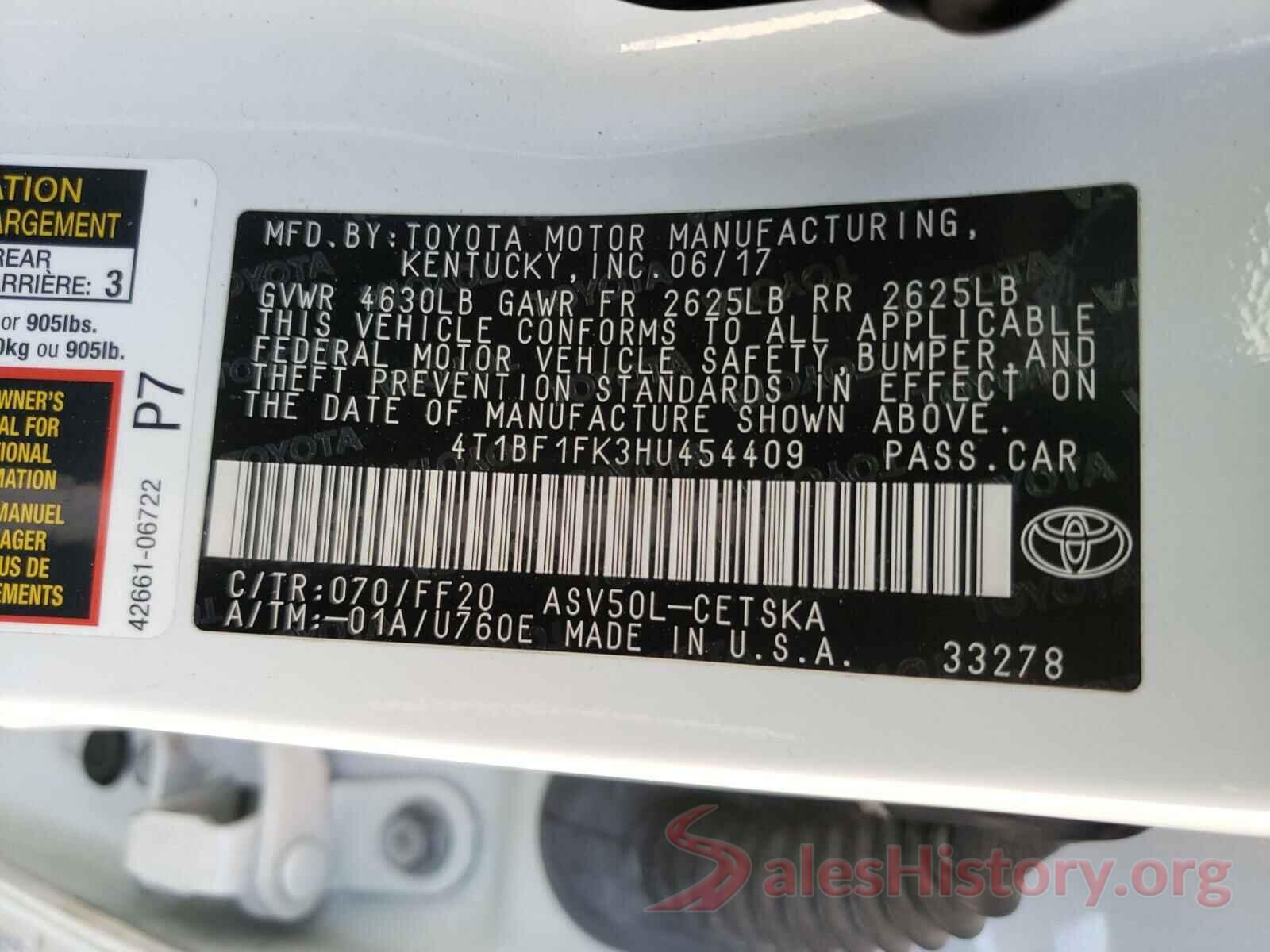 4T1BF1FK3HU454409 2017 TOYOTA CAMRY