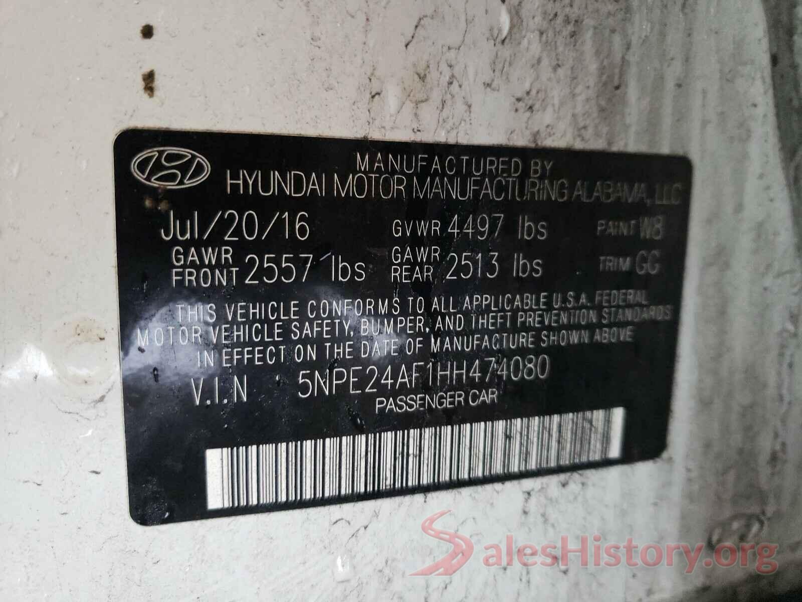 5NPE24AF1HH474080 2017 HYUNDAI SONATA