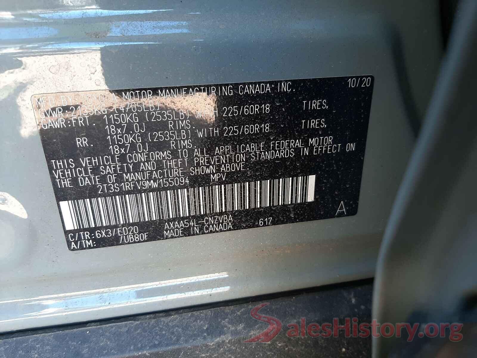 2T3S1RFV9MW155094 2021 TOYOTA RAV4