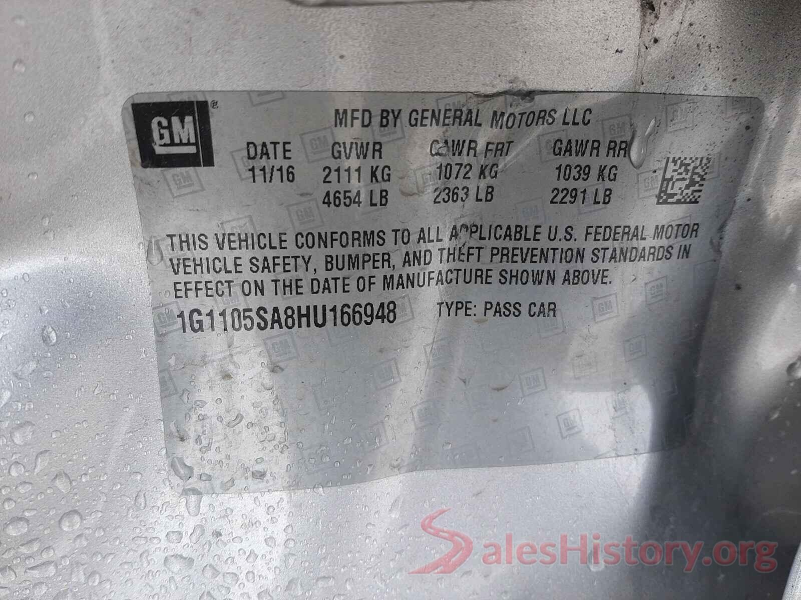 1G1105SA8HU166948 2017 CHEVROLET IMPALA