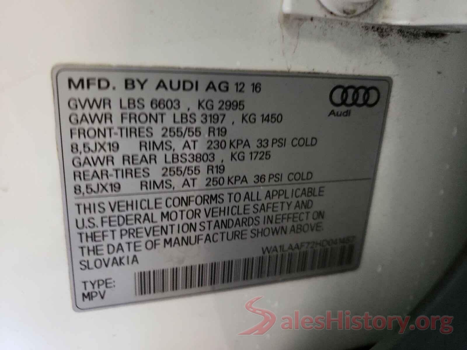 WA1LAAF72HD041457 2017 AUDI Q7